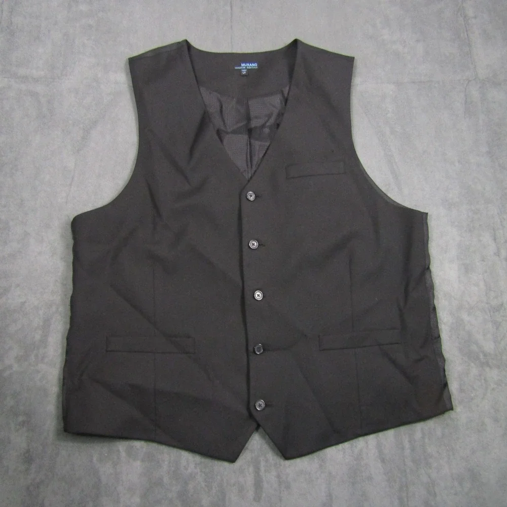 Murano Wardrobe Essentials Vest Mens LT Black Button Front Dress Waistcoat